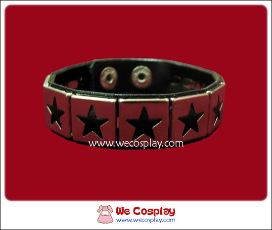 สร้อยข้อมือพังค์ Punk Wristband ตอกหมุด 1 แถว ลายดาว