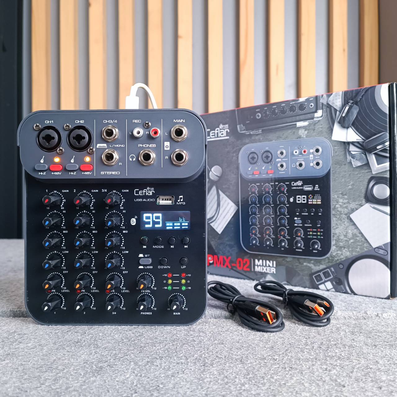 Ceflar PMX-02 MIXER มิกเซอร์ เอฟเฟ็ค 99DSP บลูทูธ USB อินเตอร์เฟส มิกซ์จิ๋ว ขนาดเล็ก พกพา เคฟลาร์ PMX 02 PMX02 เอไอ-ไพศาล