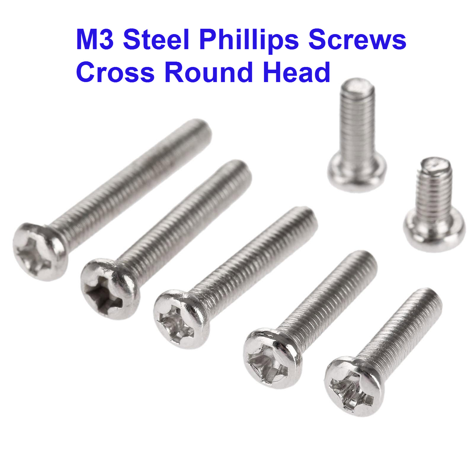 สกรู M3 Steel Phillips Screws Cross Round Head M3 6-40mm