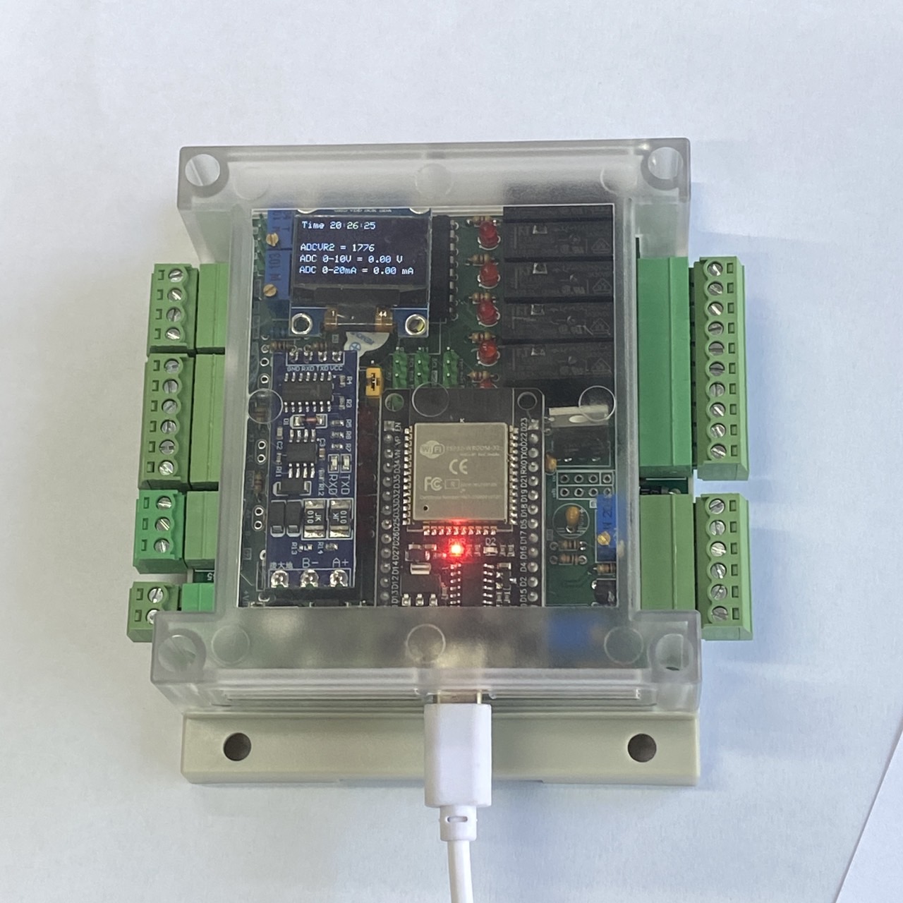 ESP32 openPLC IN/OUT 10 , 0-20mA INOUT/ 0-10V INOUT, RTC DS1337, RS485,EEPROM AT24C02