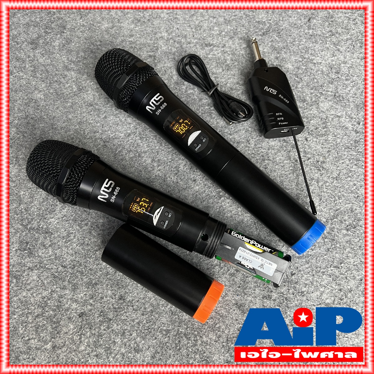 NTS SN668 ไมค์ลอยคู่ UHF ปรับความถี่ได้ ความถี่ใหม่ กสทช SN-668 เครื่องรับเล็ก SN 668 ไมค์ลอยUHF ใช้ถ่าน AA จูนความถี่ได้ เอ็นทีเอส ใช้ในรถ ใช้ในที่ไม่มีไฟฟ้าได้ สะดวกมาก เอไอ-ไพศาล