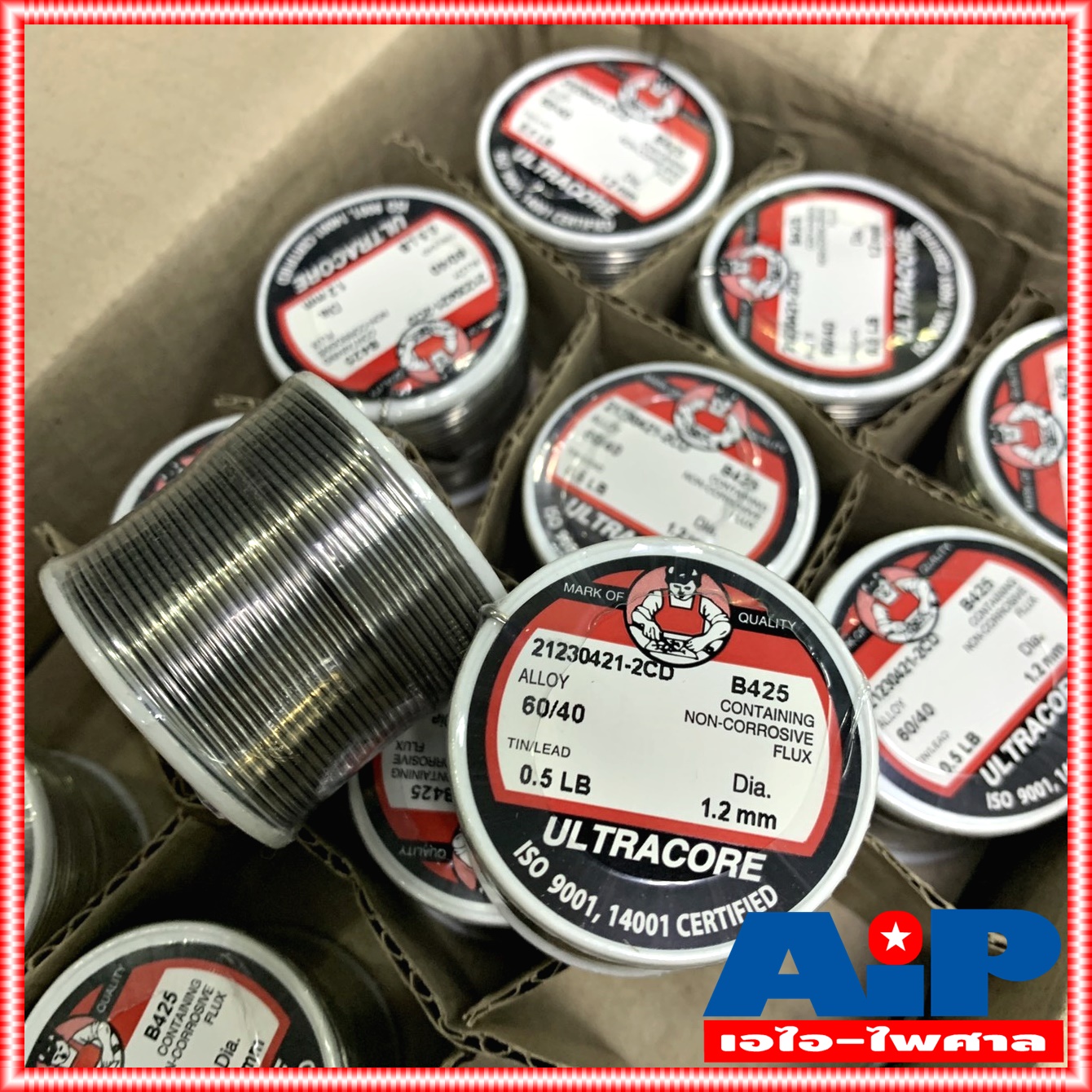 ยกกล่อง24ขด ULTRACORE ขนาด 1.2 มม หนัก 0.5 ปอนด์ ตะกั่วขด 60/40 ตะกั่วบัดกรี ตะกั่ว อุลตร้าคอร์ เอไอ-ไพศาล