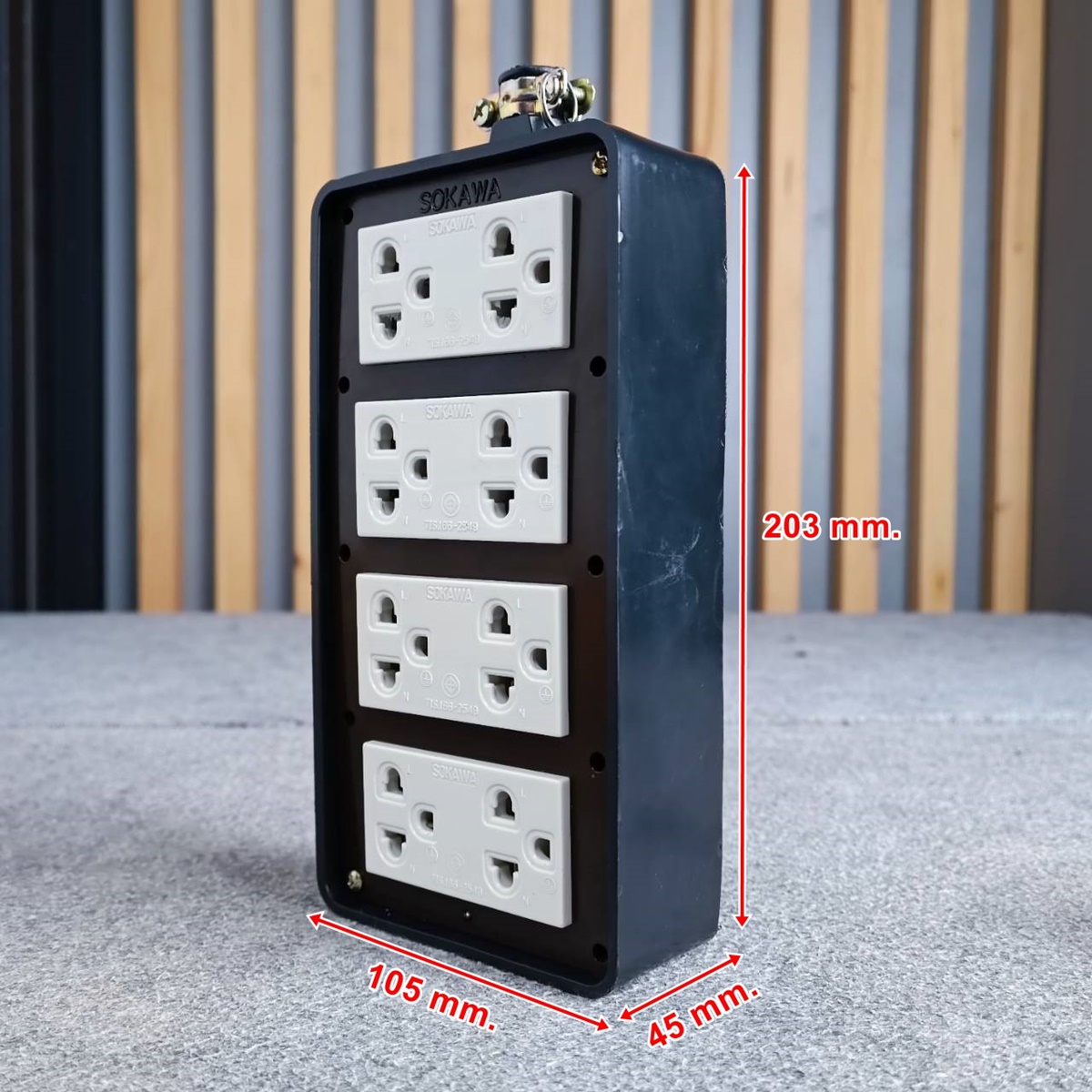 SOKAWA S-320 บล็อคยาง4x8 4กราวน์คู่ มาตราฐาน มอก. บล็อคยางพร้อมปลั๊กกราวด์คู่ บล็อคยาง8ช่อง เอไอ-ไพศาล