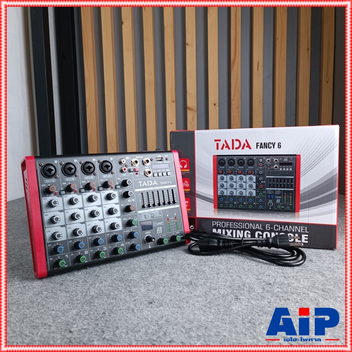 TADA FANCY-6 MIXER สีแดง มิกเซอร์ TADA Fancy 6 ช่องสัญญาณ 4 โมโน 1 สเตอริโอ แจ็ค combo มี Bluetooth มี USB เล่น Mp3 ได้ มีเอฟเฟกแท้ effect EQ 7 แบนด์ มี REC เรดคอร์ด สามารถ บันทึกเสียงได้ เอไอ-ไพศาล