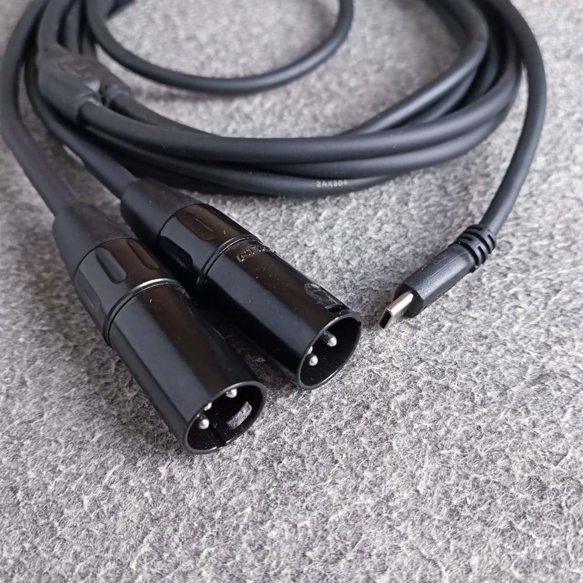 3เมตร KIRLIN UY-C-390 BK สาย USB type C ออก XLR ผู้ x2 สายสัญญาณเสียง type C - P.XLRx2 เอไอ-ไพศาล