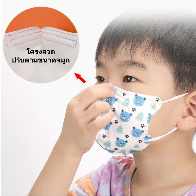 พร้อมส่งจากไทย Aibaoqi แมสเด็ก หน้ากากอนามัยเด็ก แมสเด็กเล็ก กรอง4ชั้น คุณภาพดี มีลวดตรงกลางปรับเข้าจมูก แพค10ชิ้น