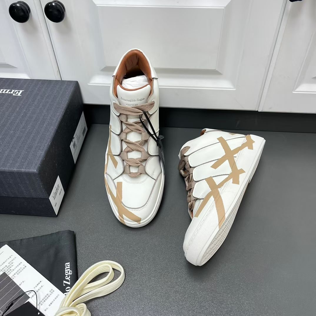 **do**รองเท้าผู้ชาย Zegna Leather Tiziano Sneakers บู้ทสั้น มี 2 สี สินค้าใหม่ ของแท้