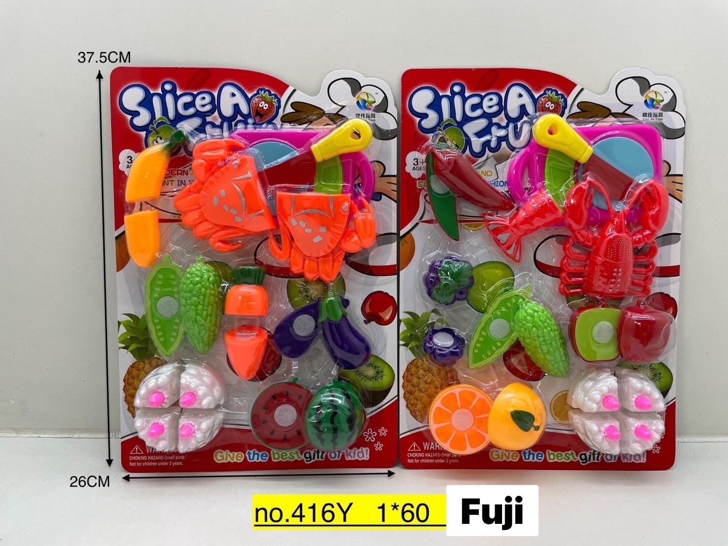 416Y ของเล่นเด็กอาหารหั่นผ่าซีก ชุดผักผลไม้หั่น ปลีกแผงละ