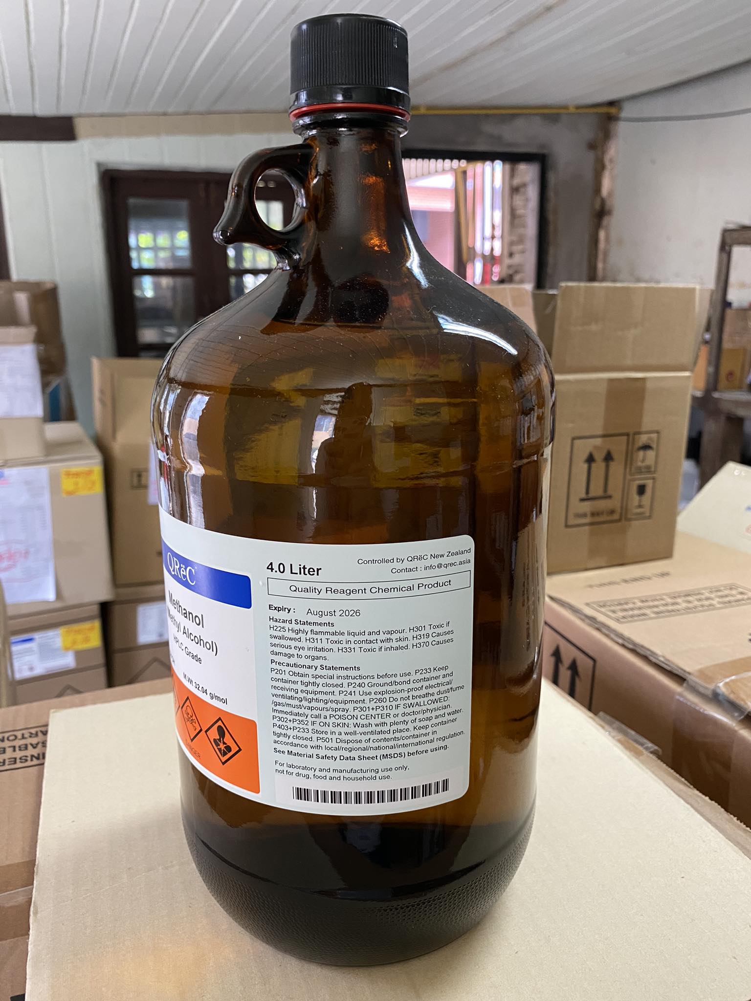 Methanol HPLC grade (4 ลิตร/ขวด) ยี่ห้อ Qrec, Newzealand แล็ป วัลเล