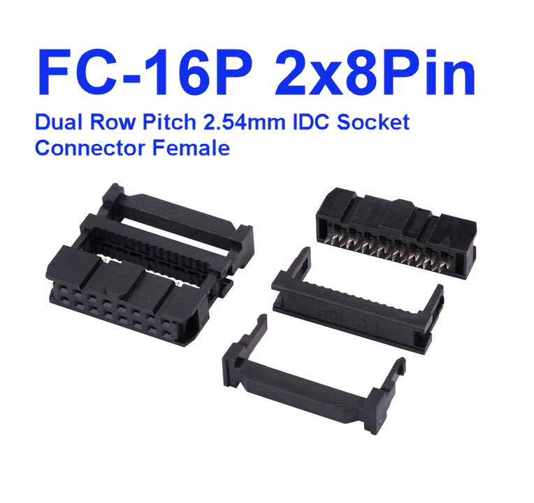 FC-16P 2x8Pin Dual Row Pitch 2.54mm IDC Socket Connector Female Header 16-pin cable socket