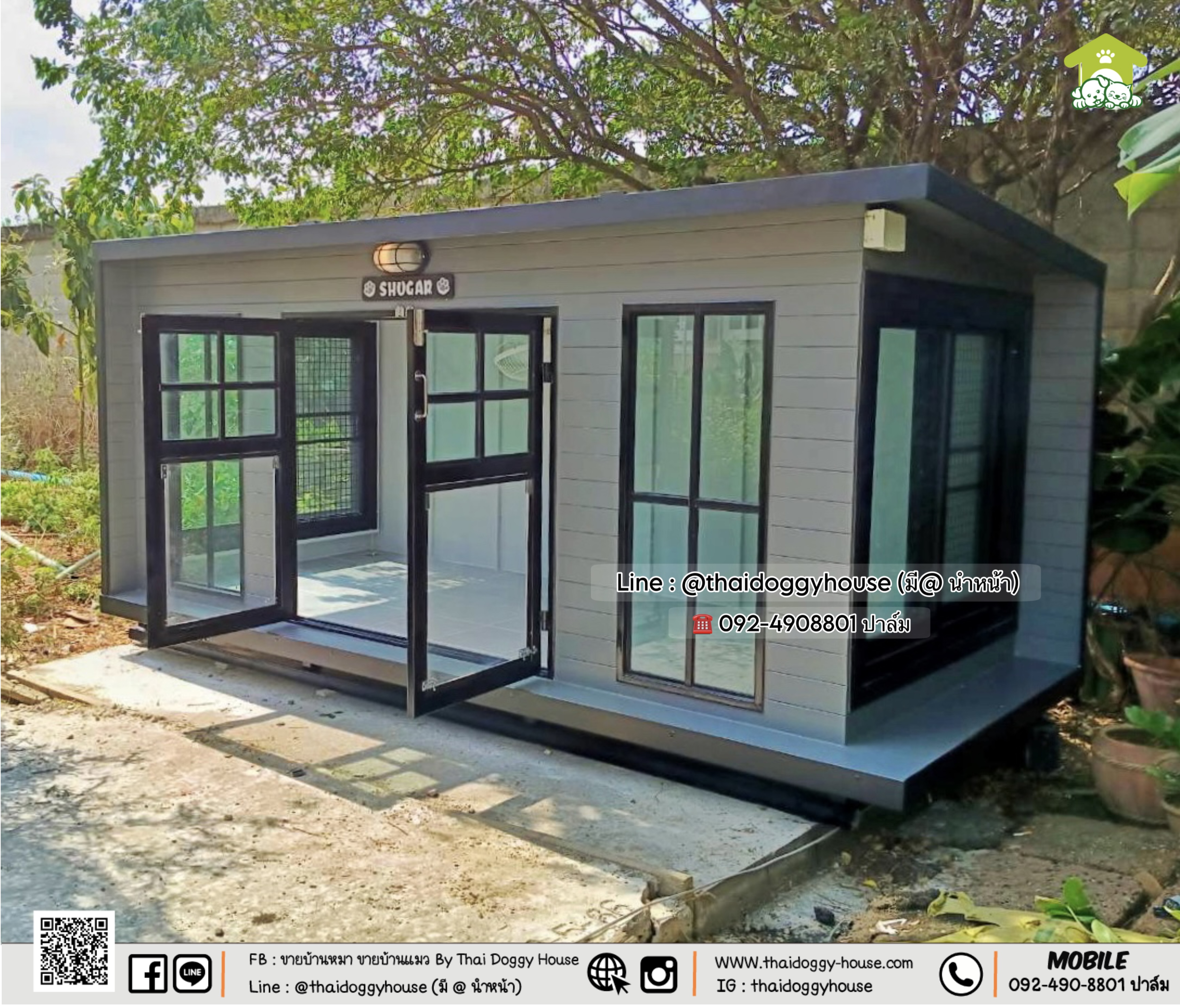 บ้านหมา บ้านแมว 𝐓𝐇𝐀𝐈 𝐃𝐎𝐆𝐆𝐘 𝐇𝐎𝐔𝐒𝐄 แบบกระจกรองรับการติดแอร์