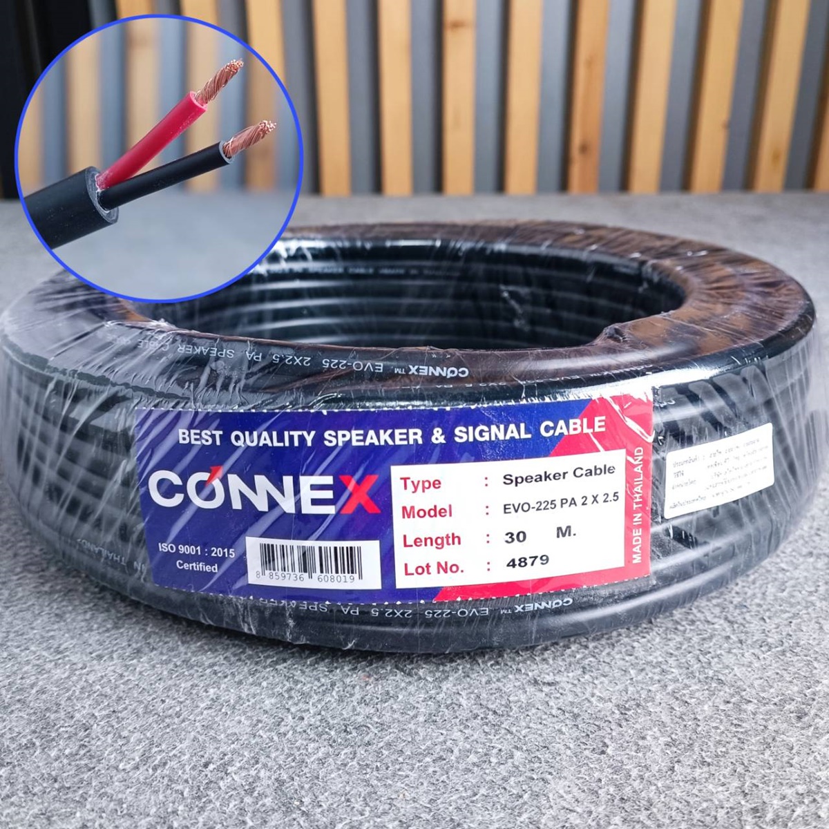 ขด30เมตร CONNEX EVO-225 2x2.5mm สายลำโพง กลมดำ ขนาด2.5mm. สายลำโพงกลางแจ้ง EVO225 EVO 225 ทองแดงแท้