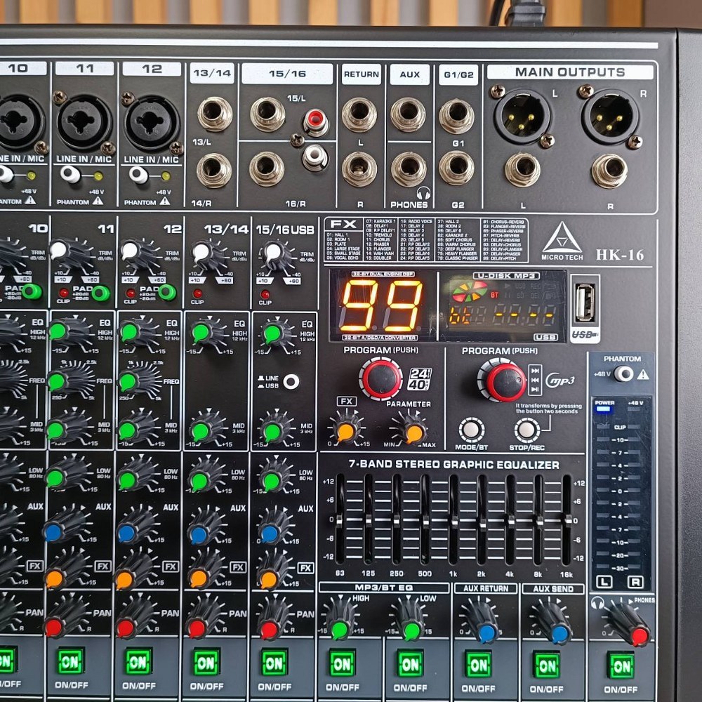 MICROTECH HK-16 MIXER ไมโครเทค USB บลูทูธ MP3 มิกเซอร์อนาล็อก 16 ช่อง เอฟเฟคแท้ HK 16 HK16 เอไอ-ไพศาล