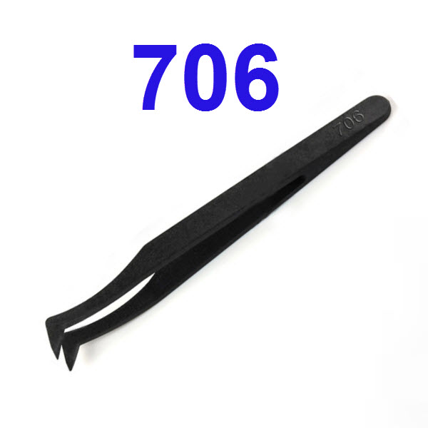 Tweezers Anti-static black/white carbon fiber แบบพลาสติก