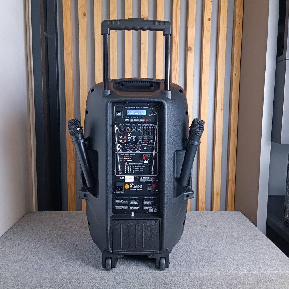 CLEARSOUND GP-15a ลำโพงล้อลาก 15นิ้ว พร้อมไมค์ลอยคู่ ย่าน VHF ลำโพงเอนกประสงค์ ตู้ลำโพงเคลื่อนที่ GoPORT GP 15a GP15a เอไอ-ไพศาล