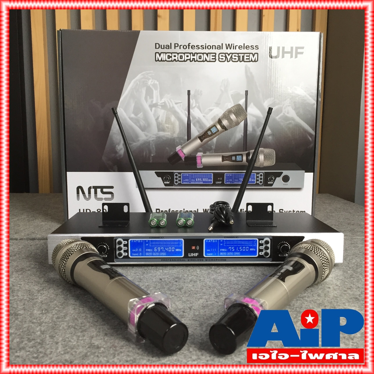 NTS UD-800 ไมค์ลอยปรับความถี่ ไมโครโฟนไร้สาย ไมค์ถือคู่ ปรับความถี่ได้ มาพร้อมปีกยึดแร็คได้ UD 800 UD800 เอไอ-ไพศาล