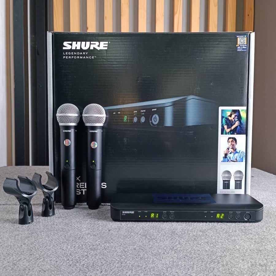 SHURE BLX288TH/PG58-Q12 ไมค์ลอย ไมค์ไวเลส ไมโครโฟนไร้สายแบบไมค์คู่ ไมโครโฟนไร้สาย คลื่นใหม่ BLX288TH/PG58 Q12 BLX288TH/PG58Q12 เอไอ-ไพศาล +++