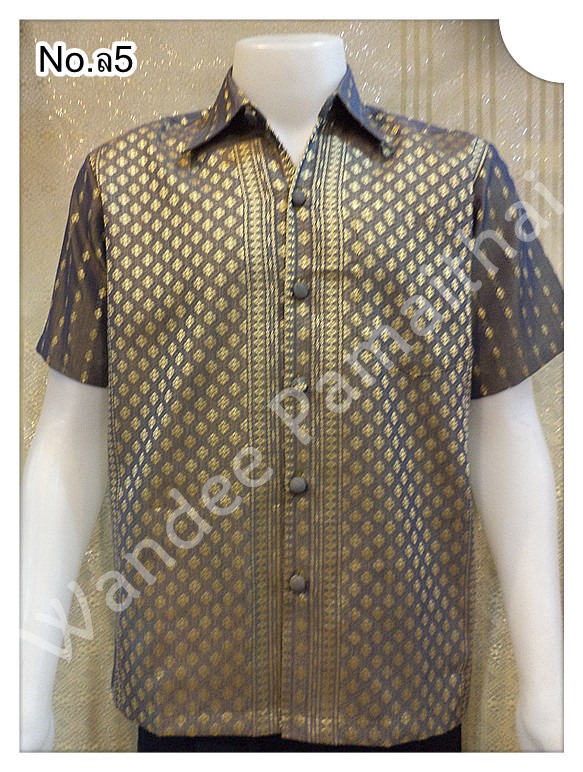 เสื้อผ้าไหมชาย (ไหมเกษตร) สีเทาสว่าง ไซด์ XL