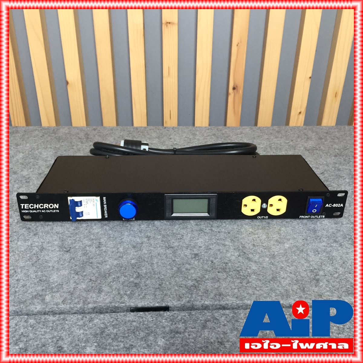 TECHCRON AC802A ปลั๊กไฟ 1U ปลั๊กเหลือง AC802 จอสีน้ำเงิน AC-802 ปลั๊กไฟใส่แร็ค AC 802 A ปลั๊กไฟภาคสนาม ปลั๊กไฟใช้กับเครื่องเสียง