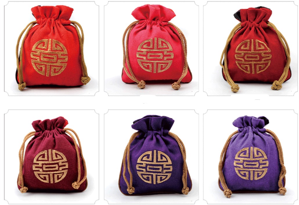 ถุงผ้ากระสอบขนาดกลาง ถุงผ้าหูรูด ขนาด 11 cm ถุงผ้าใส่ของชำร่วย อักษร มงคล ของจีน อายุยืน 198387