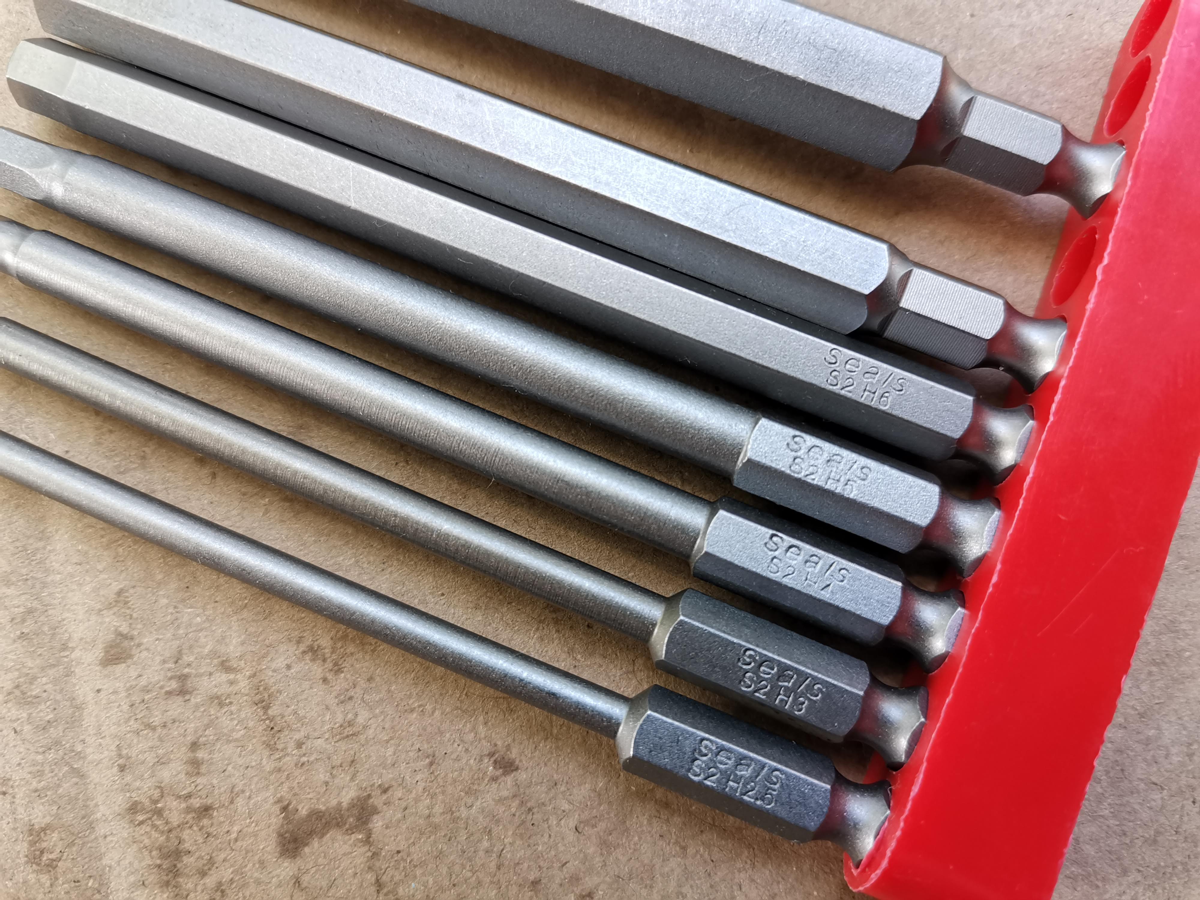 ไขควงหกเหลี่ยม Hex key set สำหรับใช้กับสว่าน เข้าที่แคบ ก้านยาวพิเศษ 100มม เหล็ก S2 แบ่งจากแพ๊คใหญ่ 7ตัวเซ็ต
