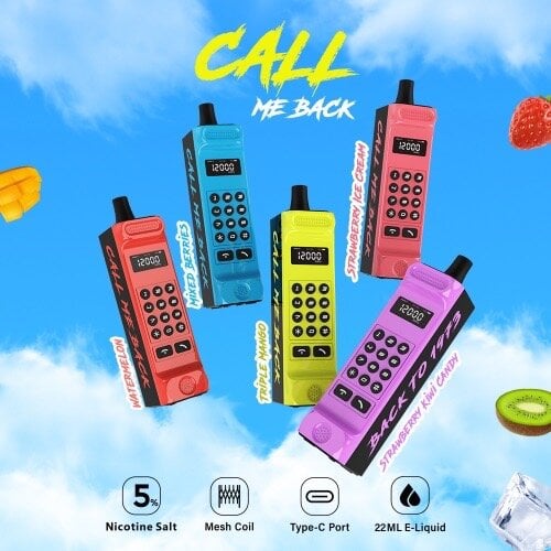 📌โปรโมชั่น Call me back 12000Puffs 22ML 650mAh Nic5