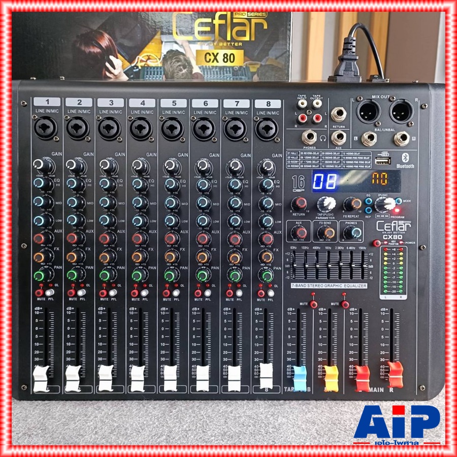 Ceflar CX-80 MIXER มิกเซอร์อนาล็อก ช่องเสียบไมค์ 8 ช่อง มิกเซอร์ เครื่องปรับแต่งเสียง มิกซ์เซอร์พร้อมเอฟเฟคแท้ Ceflar รุ่น CX 80 CX80 เอไอ-ไพศาล
