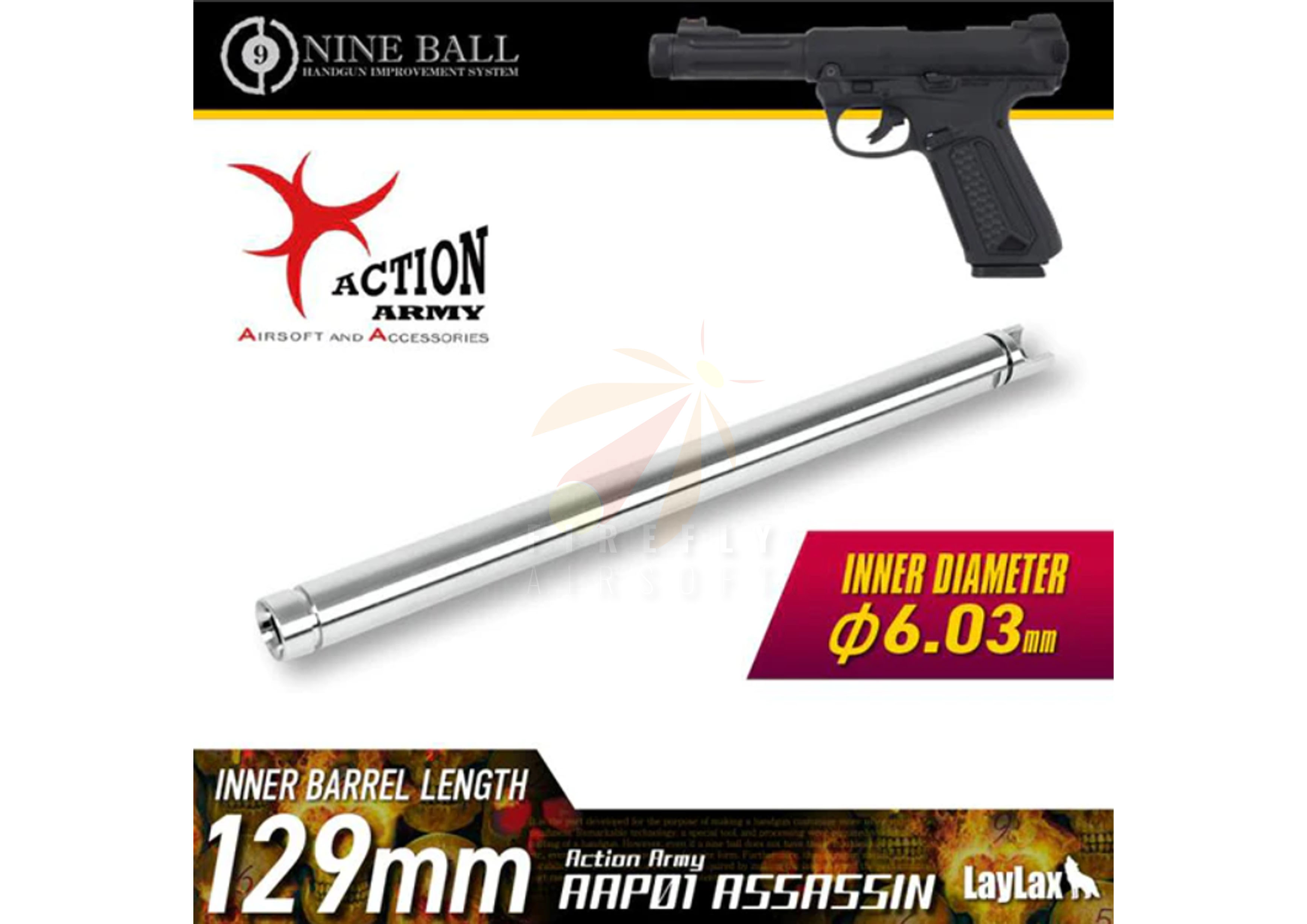 NINE BALL ACTION ARMY AAP 01 GBB AIRSOFT TIGHTBORE INNER BARREL (6.03MM, L:129MM)