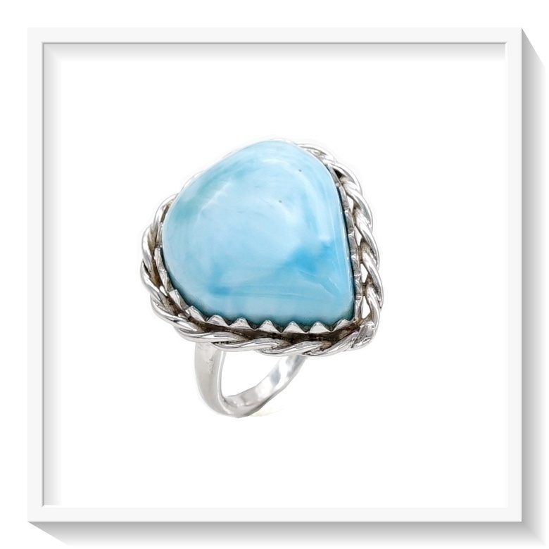 #แหวนหินมงคล แหวนเงินแท้ฝังด้วยหิน ลาริมาร์ (Larimar) "หินแห่งการพัฒนาความสัมพันธ์"