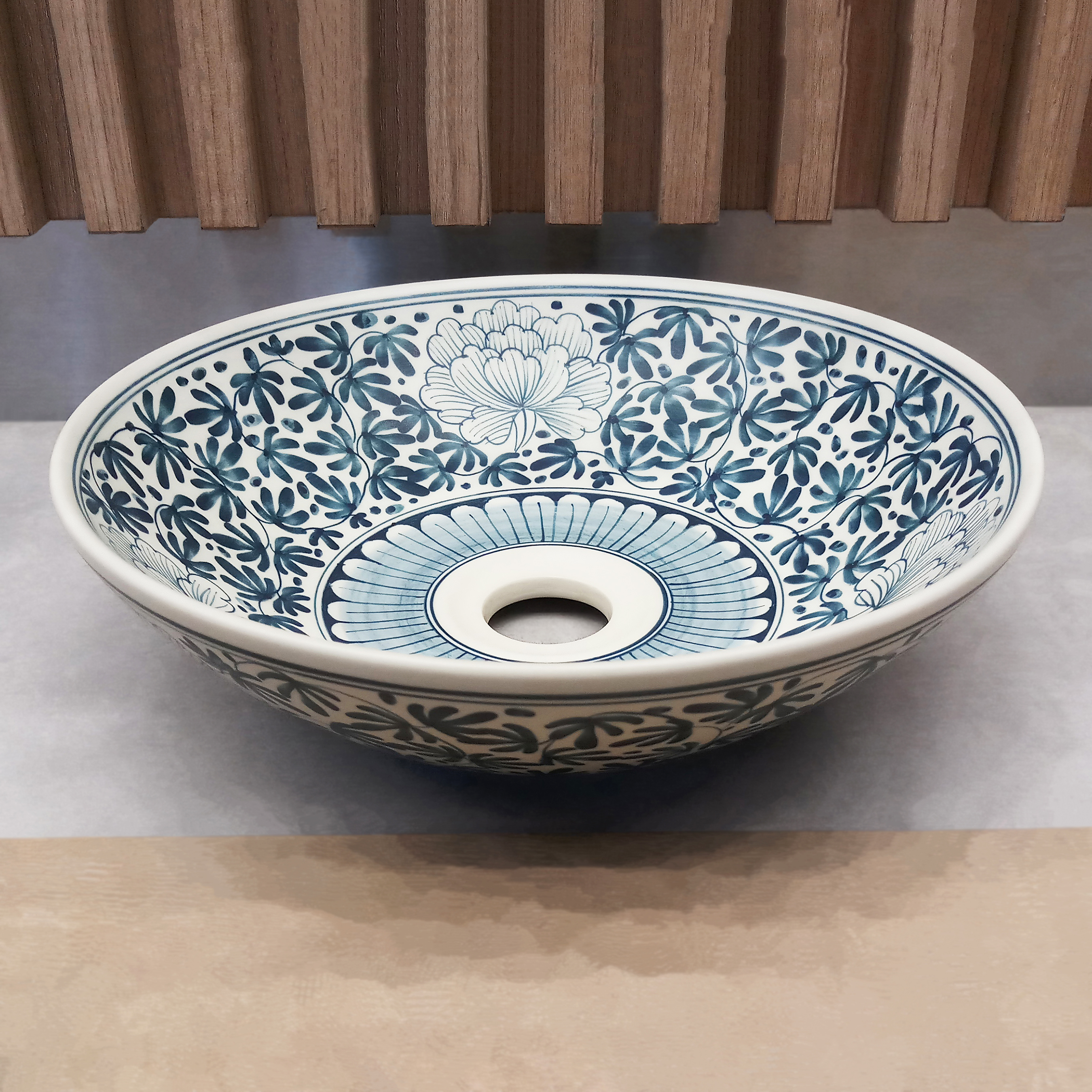 Ceramikplus No. CSP-050RMB อ่างล้างหน้าเซรามิคแบบลอย อ่างล้างมือเซรามิกแบบวางบนเคาน์เตอร์ อ่างเขียนลาย อ่างสปา (Handpainted Ceramic Washbasin Sink)