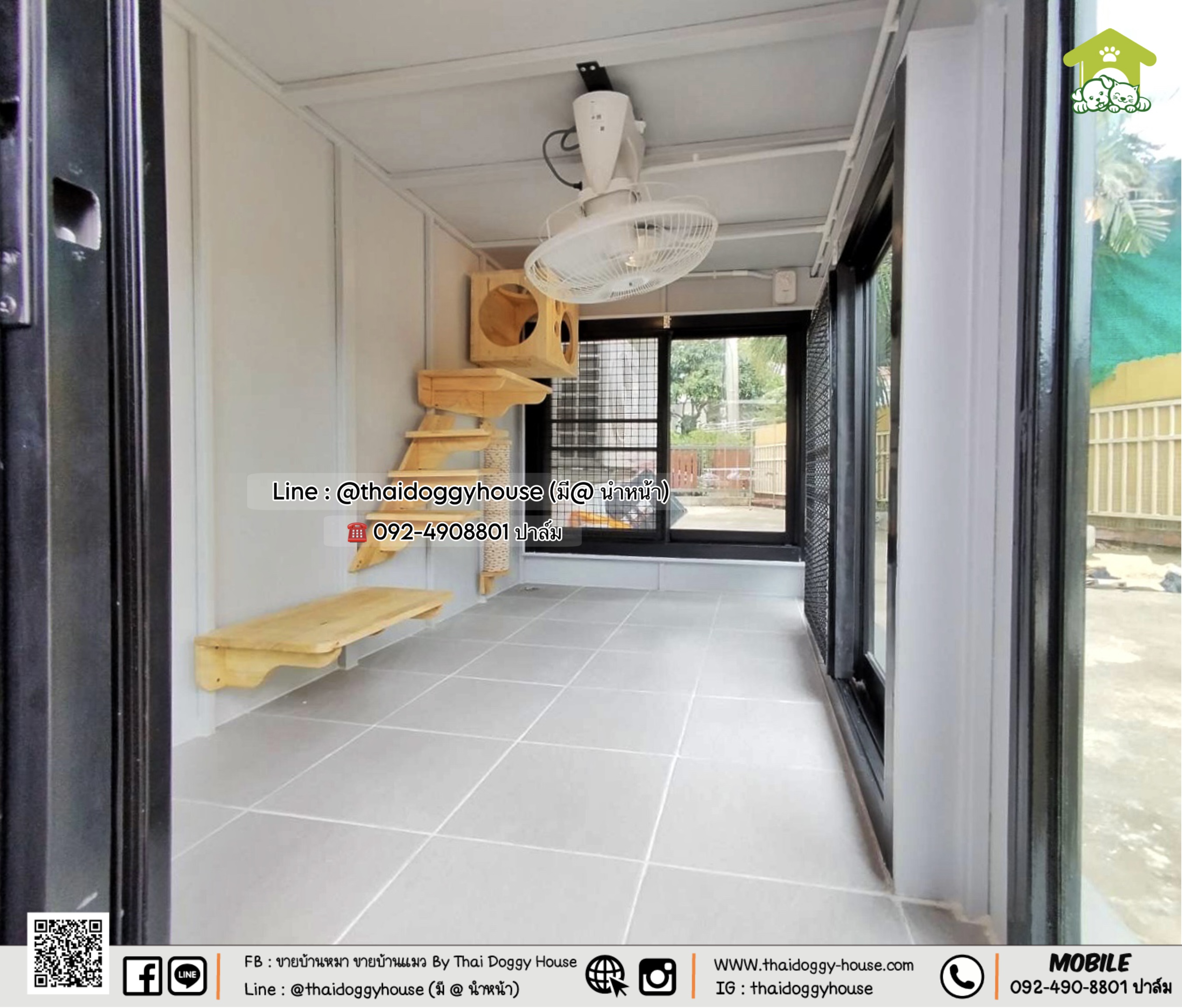 บ้านหมา บ้านแมว 𝐓𝐡𝐚𝐢 𝐝𝐨𝐠𝐠𝐲 𝐡𝐨𝐮𝐬𝐞 แบบบ้าน 𝐁𝐨𝐱 𝐒𝐭𝐲𝐥𝐞 บ้านกระจกรองรับการติดแอร์