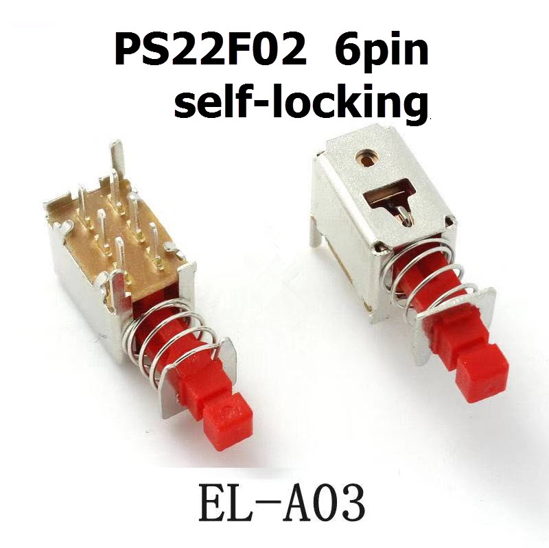 A03 PS22F02 double row six-pin self-locking with spring key power button switch