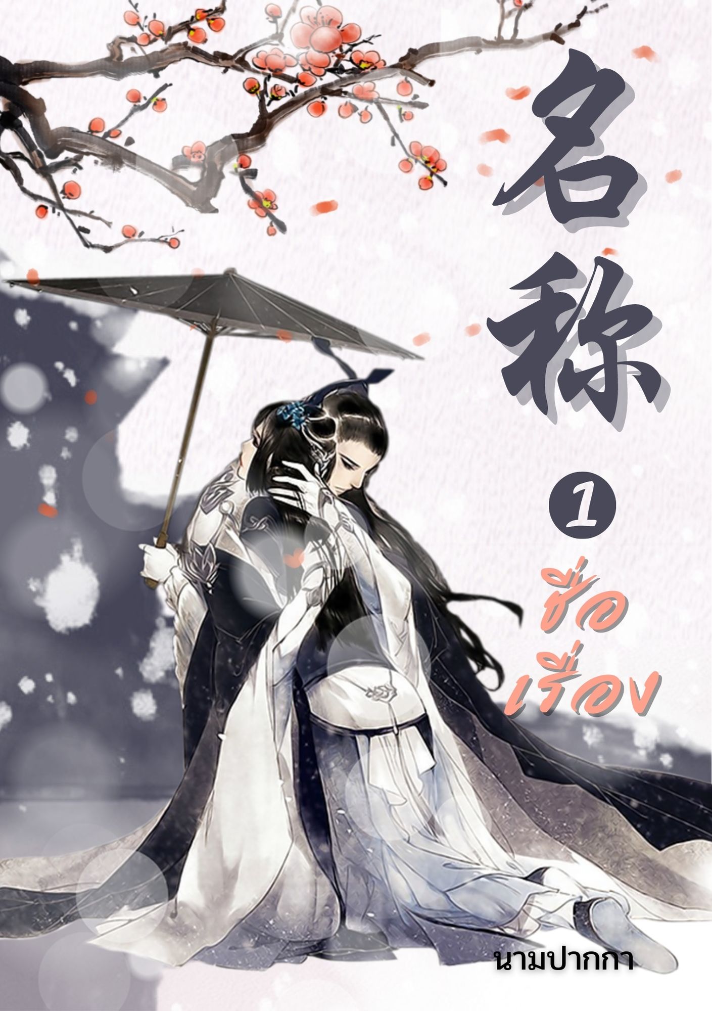 ปกนิยายจีนโบราณ แนวรูปวาดคู่รักลายเส้นหมึกจีน