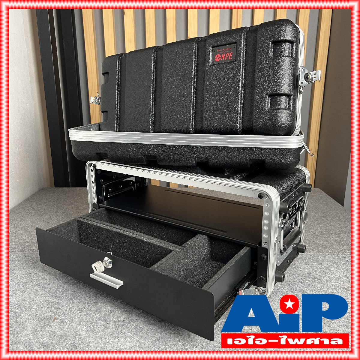 กล่อง RACK NPE ABS 4USD ใส่ไมค์ลอย ลึก9นิ้ว พร้อม ลิ้นชักใส่ไมค์ กล่องใส่อุปกรณ์เครื่องเสียง rack แร็ค กล่องใส่เครื่องเสียง กล่องใส่ไมค์ลอย ABS4U