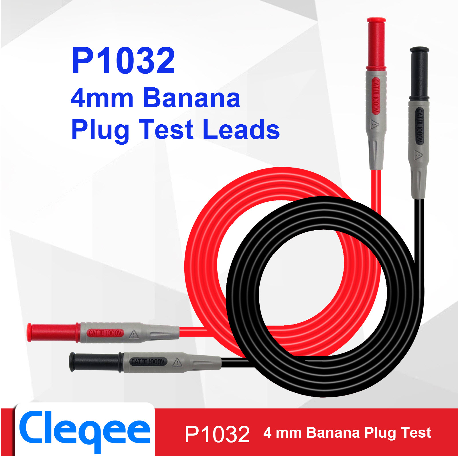 P1032 4mm Banana Plug - Banana Plug Test Leads (Red black)