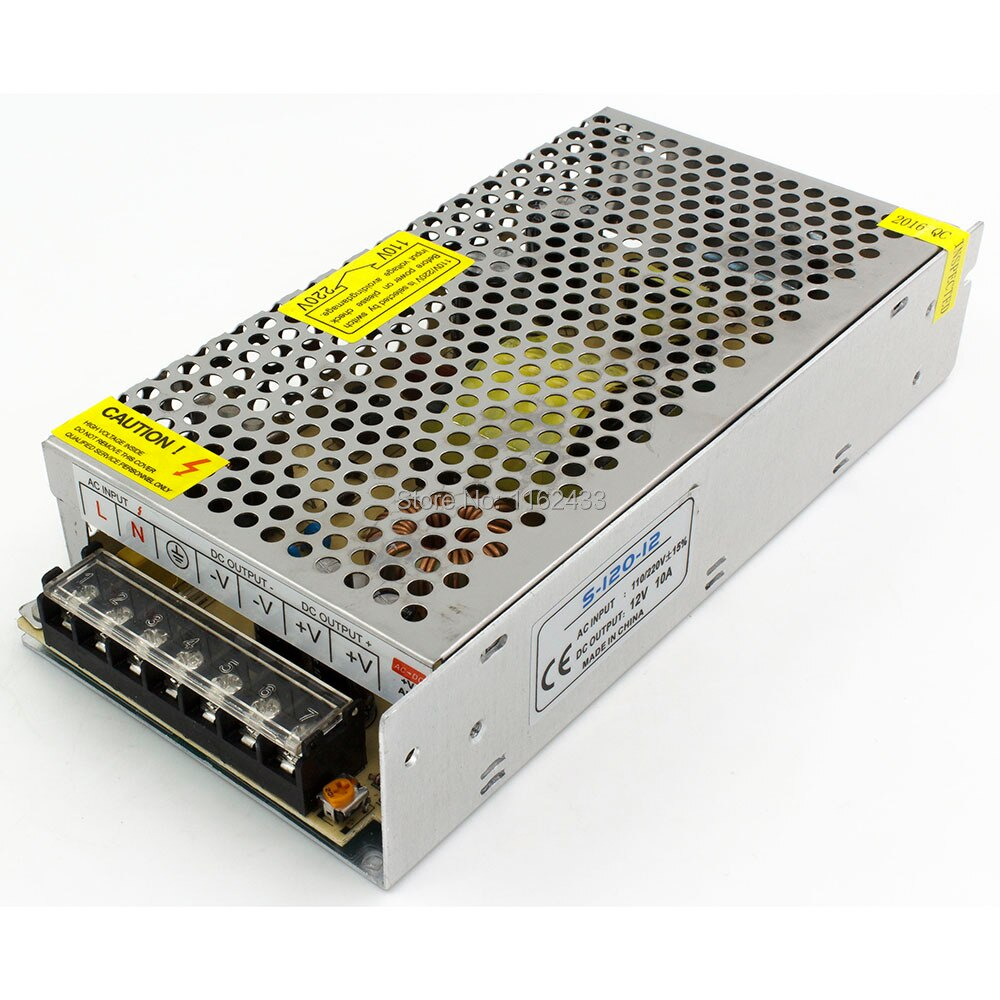 Single range switching power supply S-120-12, 120 W, 12 V DC, 10 A, 110 V/220 V AC Current, 12 V