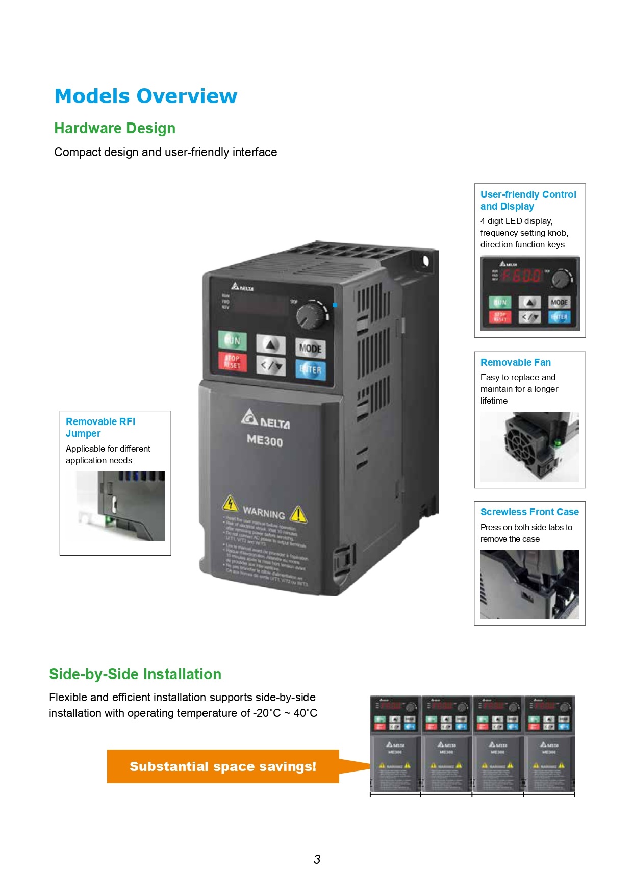 Delta inverter 0.75KW 1HP 380V