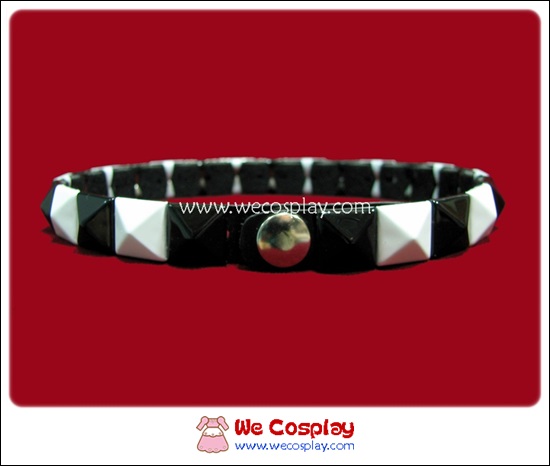 ปลอกคอพังค์ Punk Choker ตอกหมุด 1 แถว สีขาวดำ
