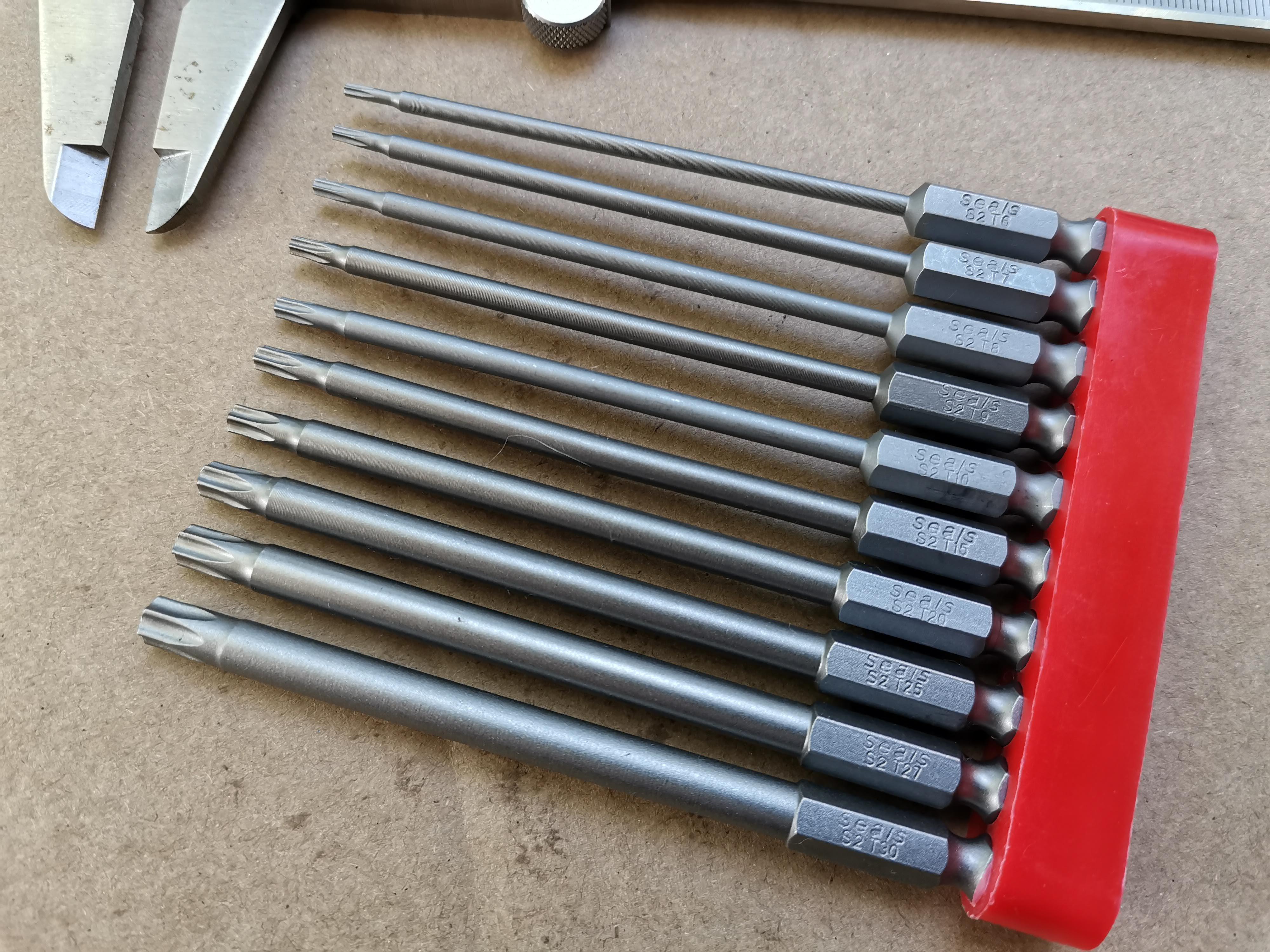 ไขควงหัวดาว Security Torx set แบบมีรู ดอกไขควง สำหรับใช้กับสว่าน เข้าที่แคบ ก้านยาวพิเศษ 100มม เหล็ก S2 แบ่งจากแพ๊คใหญ่