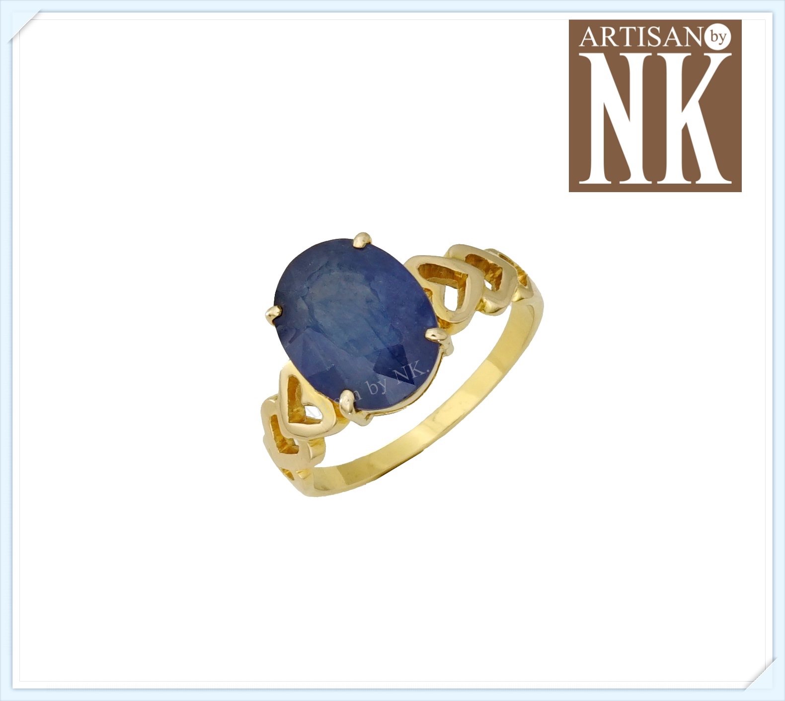 แหวนทอง: แหวนทองฝังไพลินแท้ (Oval Blue Sapphire Ring)
