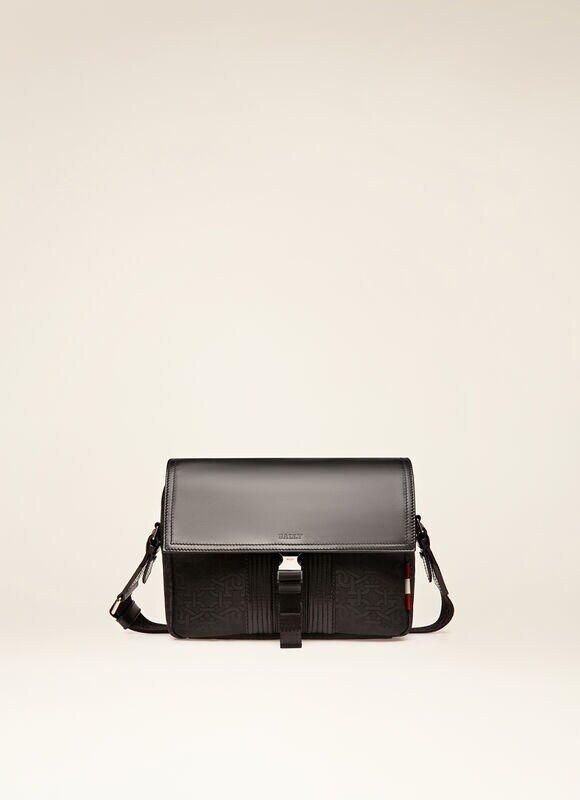 **Do** กระเป๋า Bally Andres Small Recycled Fabric & Leather Messenger Bag In Black สินค้าใหม่ ของแท้