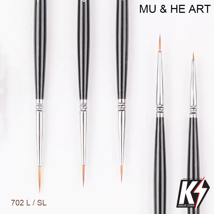 Mu&He 702 พู่กันปลายแหลม เล็กพิเศษ พู่กัน Liner #พู่กันสีน้ำ ปลายกลม เบอร์เล็กพิเศษ