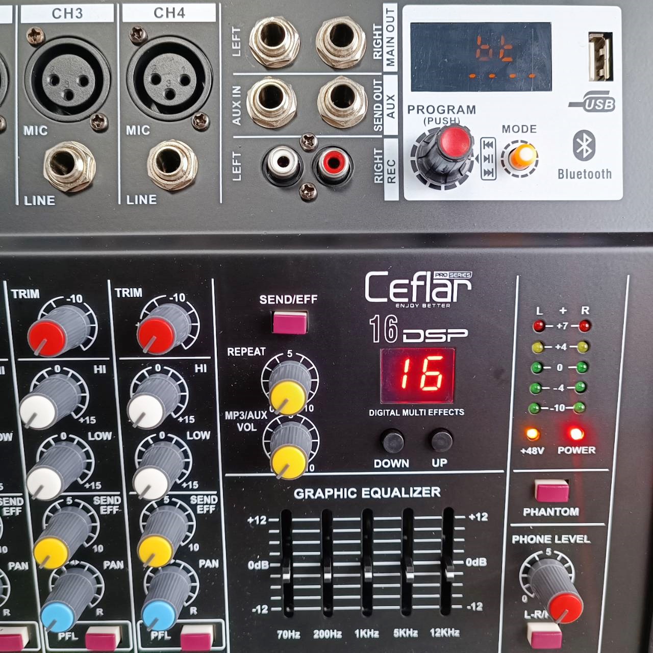 สินค้าใหม่ ลดล้างสต็อค Ceflar PMX4-150 POWER MIXER สีดำ เพาเวอร์ มิกซ์เซอร์ บูลทูธ 4 CH PMX4 150 PMX4150 เอไอ-ไพศาล