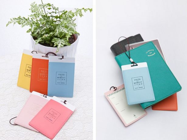 แท็กติดกระเป๋า เวลาเดินทาง ท่องเที่ยว แบบคลาสสิค สีพื้น ฟ้า ส้ม ชมพู พิมพ์ Piece of Moment ป้ายชื่อ ห้อยกระเป๋า ของแจก ของชำร่วย 494388