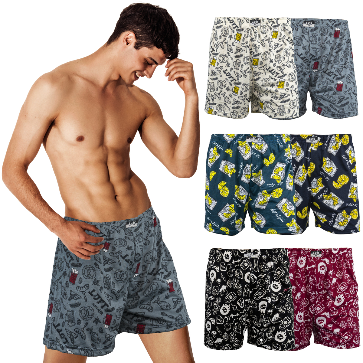 LUFT KNITTED BOXER กางเกงบ๊อกเซอร์ลายพิมพ์ รุ่น L4076 จำนวน 1 ตัว/แพ็ค (มีให้เลือก 6 ลาย)