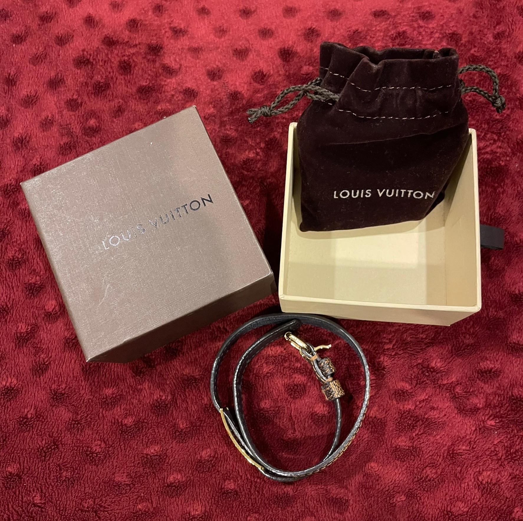 ข้อมือ Louis Vuitton Bangles Bracelet Sign IT - Damier Canvas ตารางน้ำตาล Unisex ปรับขนาดได้