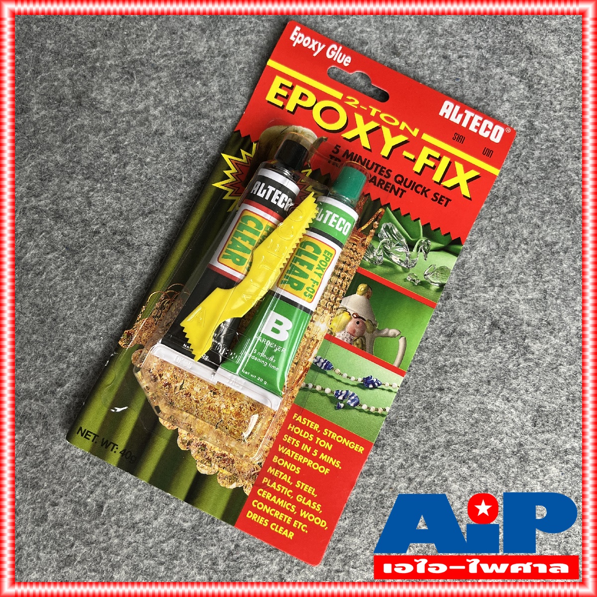 1แพ็ค ALTECO 40กรัม กาวหลอดคู่ 2ตัน สีใส ตราช้าง สูตรแห้งเร็ว ใน 5นาที กาว EPOXY FIX กาว กาวใส กาวติดลำโพง กาวติดว้อย ลำโพง กาวเอบี กาวอีพ๊อกซี อีพ๊อกซี่ สีใส กาวเอบี