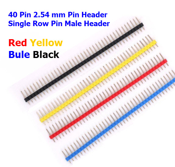 (4pcs) 40 Pin 2.54 mm Pin Header Single Row Pin Male Header 4 color