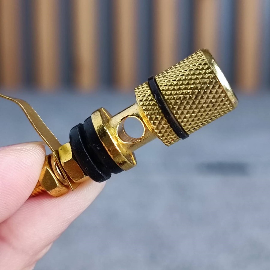 1คู่ ไบติ้งโพสต์ สีทองแบบหมุน คาดดำ+แดง 913BP01 ขั้วลำโพง BIDINGPOST ไบดิ้งโพสต์คู่ แบบหมุนล็อคสาย เอไอ-ไพศาล