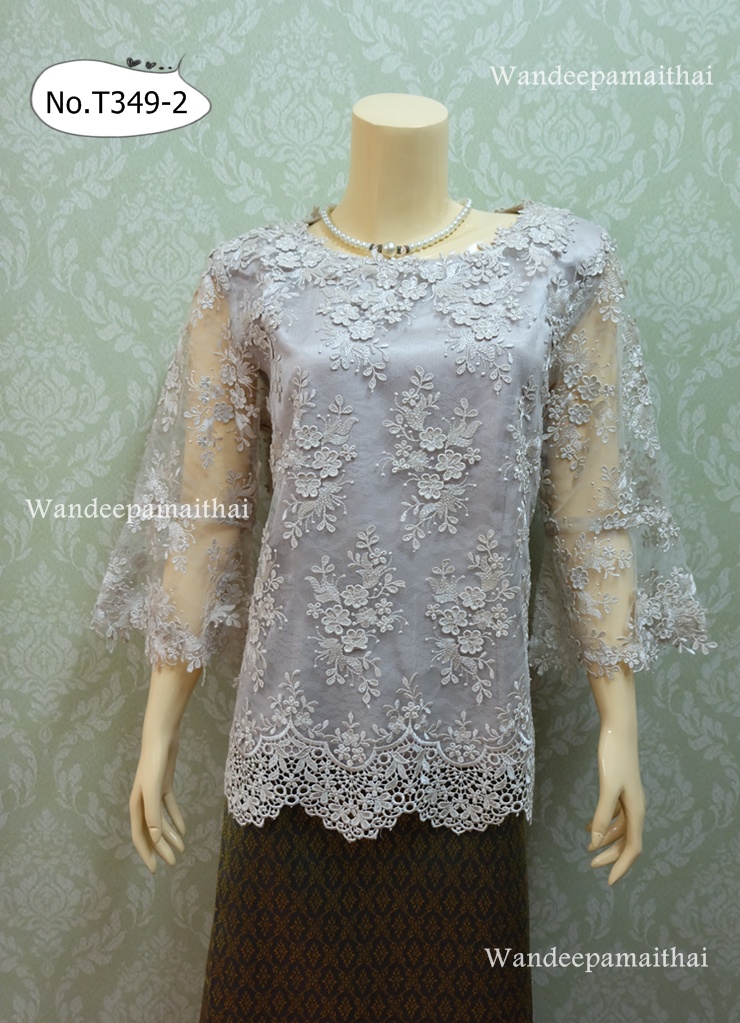 เสื้อลูกไม้อิตาลี แขนสามส่วน ซิปหลัง เบอร์ XXL อกเสื้อวัดเต็ม 42 นิ้ว